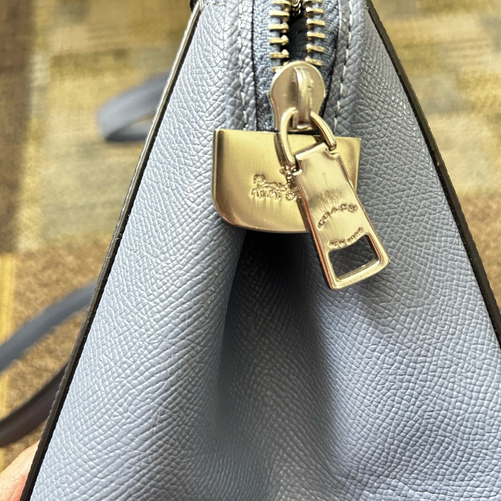 Slate Blue Coach Bag with Gold Accents - Picture 7 of 10